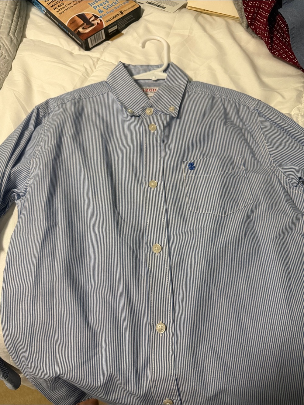 Izod Light Blue and White Pinstripe Button-Down Shirt